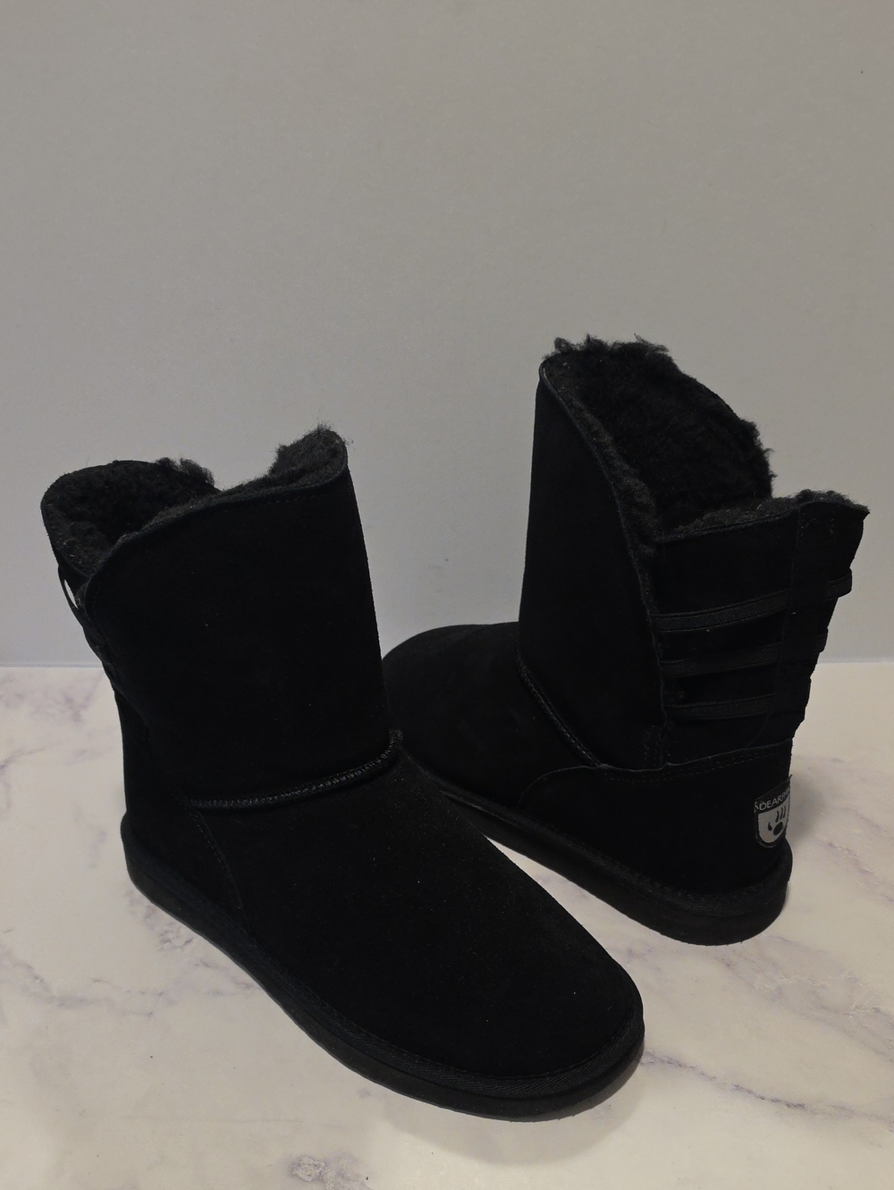 Bearpaw Women’s Black Suede Fur-Lined Winter Boots
